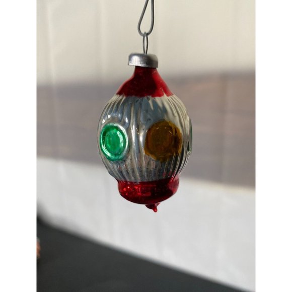 Vintage Christmas Mercury Glass  Lantern Ornament Hand painted w german small - Picture 1 of 2
